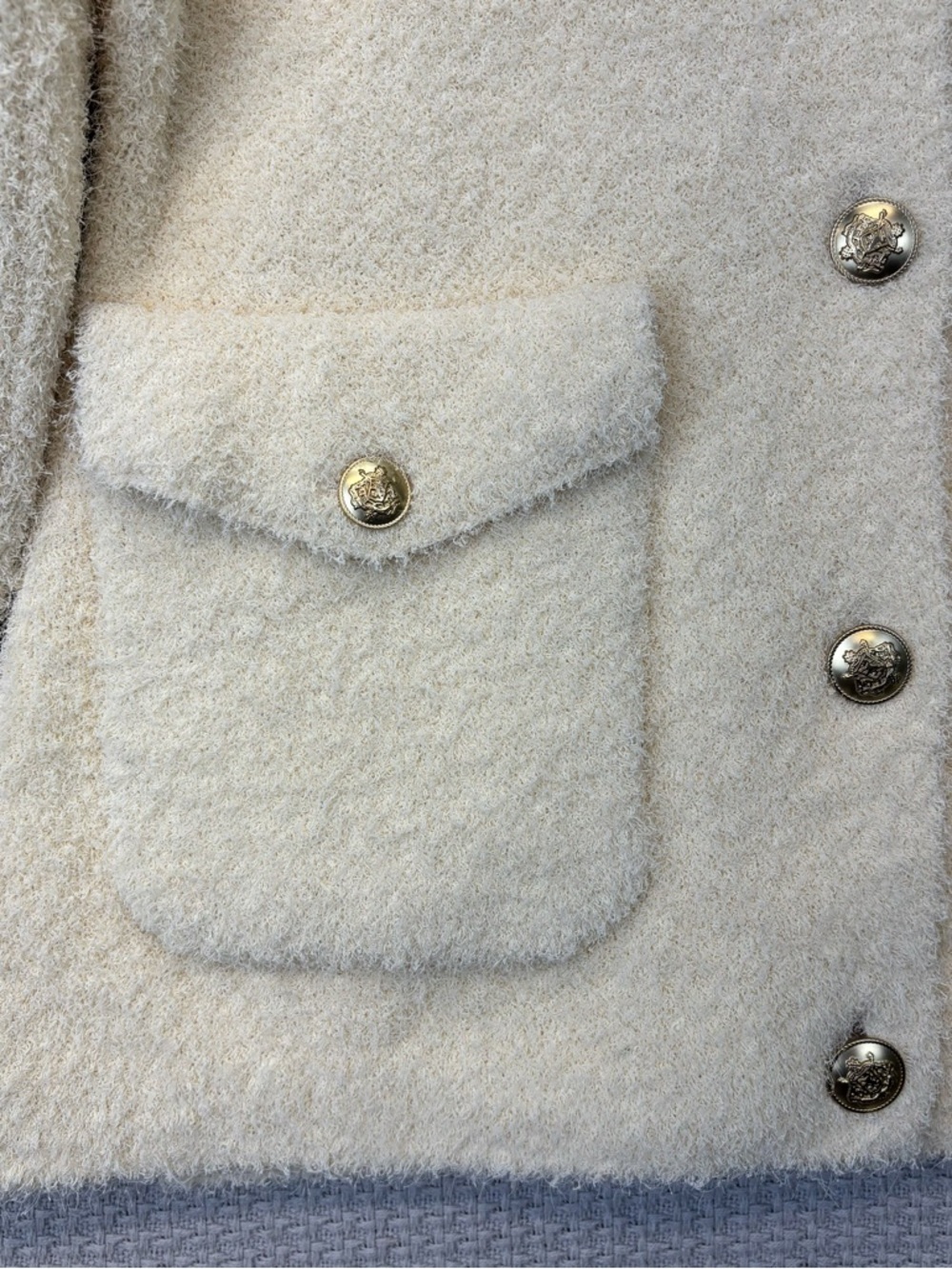 NWT J.Crew Sz Med Emilie Sweater Lady Jacket in Cream Cotton Blend Boucle Classy - Picture 5 of 8